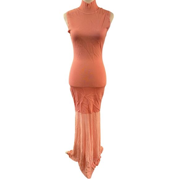 SEROYA Amine Maxi Dress in Coral Blush Size Medium Small Fabric Discoloration - Picture 4 of 11